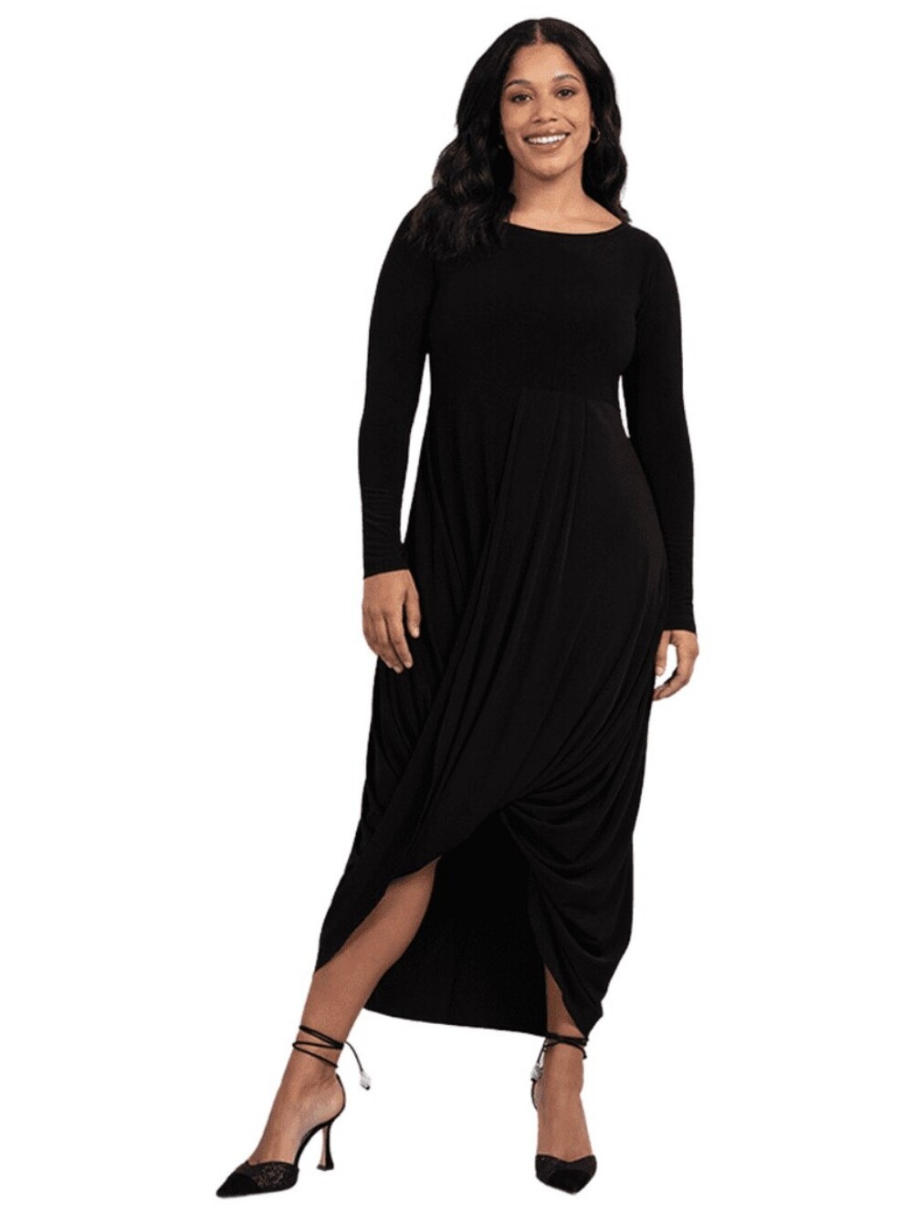 Sympli Swag Dress Black  2830V-3 – Boat Neck Long Sleeve Size 8